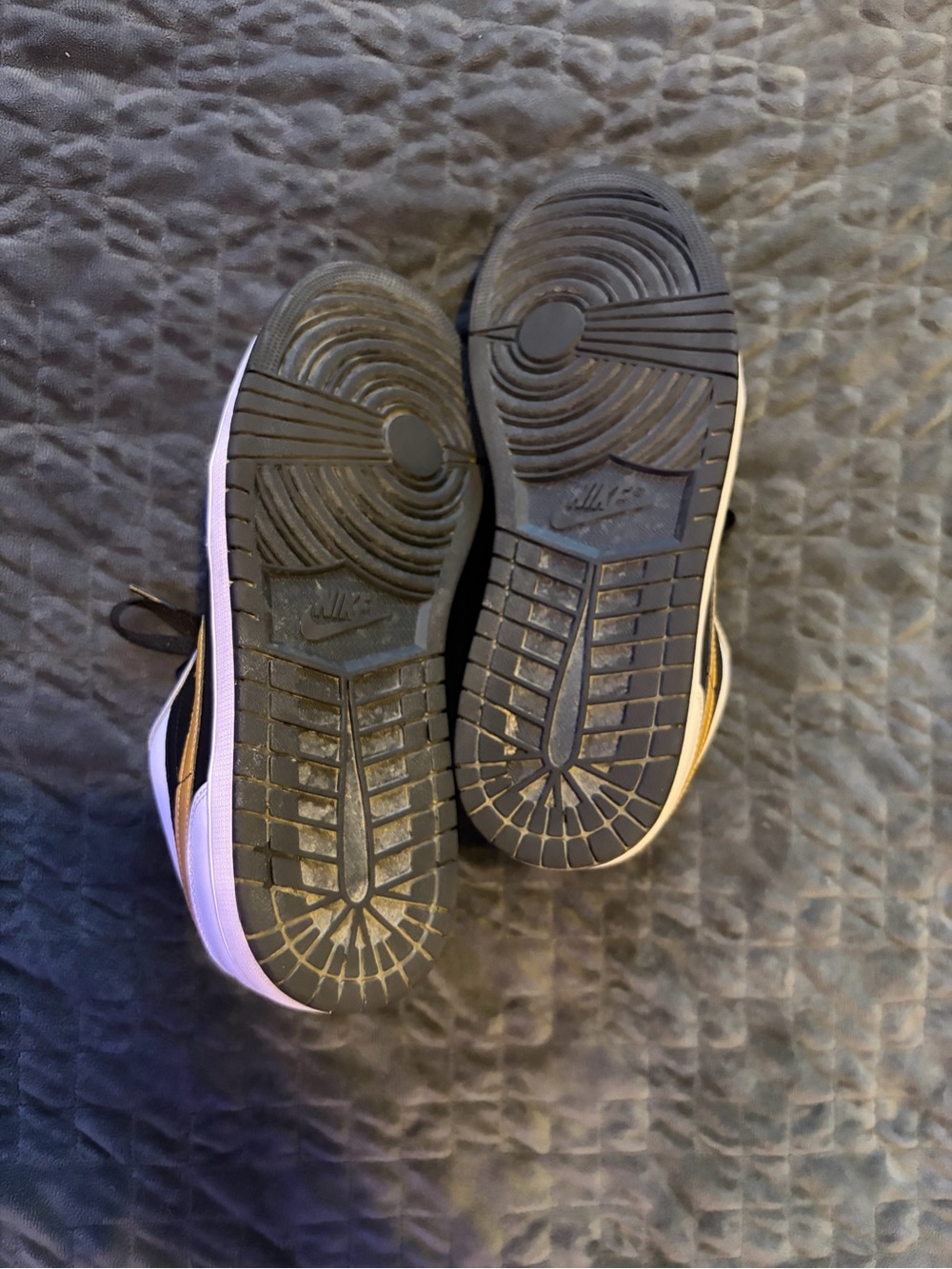 Jordan 1 Nike Low Top Sneakers - Black/White/Gold Swoosh - Hardly Worn - Picture 4 of 4
